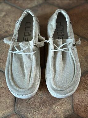 Hey Dude Women's Wendy Stretch Sparkling Beige Slip-Ons